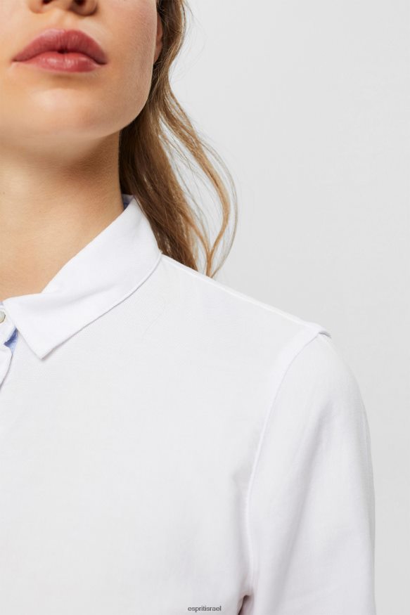 חולצות il Esprit נשים חולצת חולצה עשויה 100% כותנה לבן X088P4514