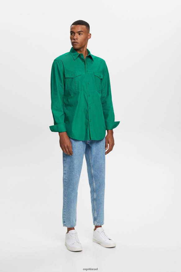 חולצות il Esprit גברים חולצת שימוש, 100% כותנה ירוק כהה X088P4572