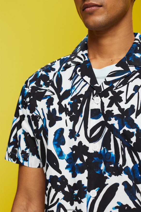 חולצות il Esprit גברים חולצה עם שרוולים קצרים בדוגמת 100% כותנה חיל הים X088P4613