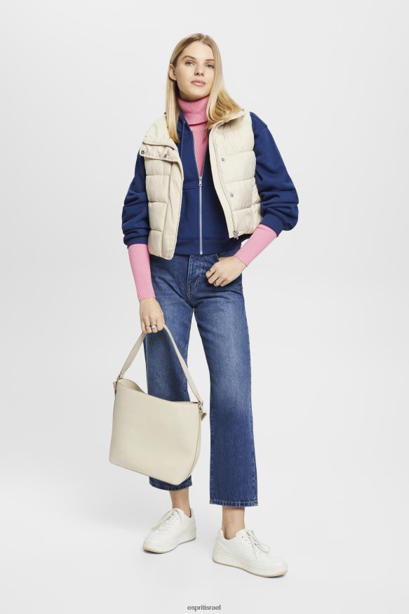 סווטשירטים וקפוצ'ונים il Esprit נשים קפוצ'ון קצוץ עם רוכסן עם הדפס לוגו מאחור דְיוֹ X088P4165