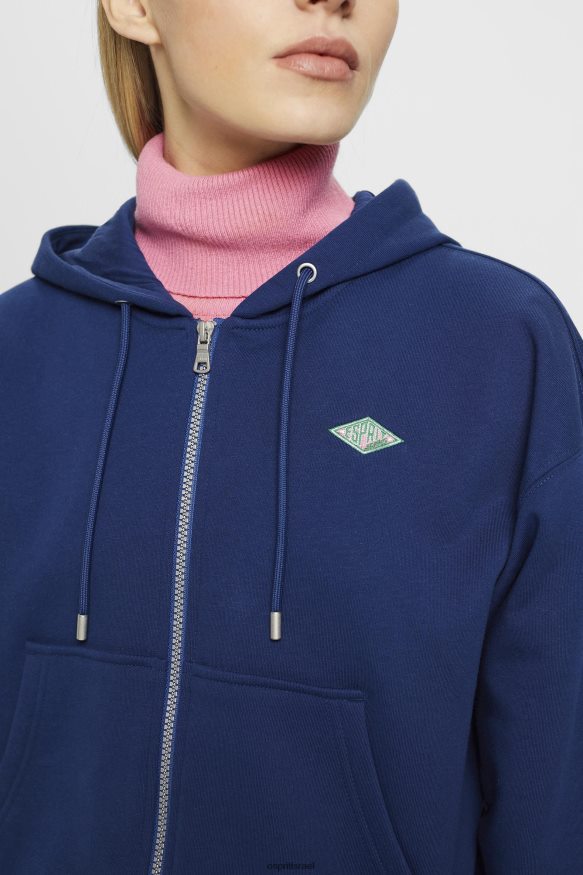 סווטשירטים וקפוצ'ונים il Esprit נשים קפוצ'ון קצוץ עם רוכסן עם הדפס לוגו מאחור דְיוֹ X088P4165