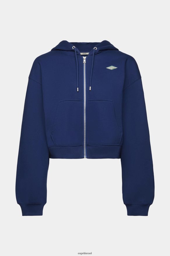 סווטשירטים וקפוצ'ונים il Esprit נשים קפוצ'ון קצוץ עם רוכסן עם הדפס לוגו מאחור דְיוֹ X088P4165