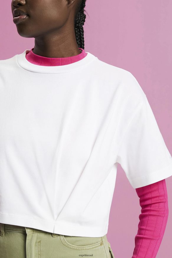 חולצות טריקו il Esprit נשים חולצת טריקו עם צווארון קצוץ לבן X088P4194