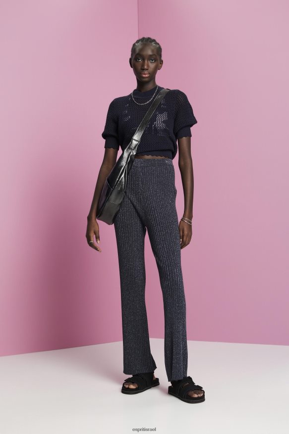 מכנסיים ומכנסיים il Esprit נשים מכנסיים סרוגים באפקט נצנצים חיל הים X088P4259