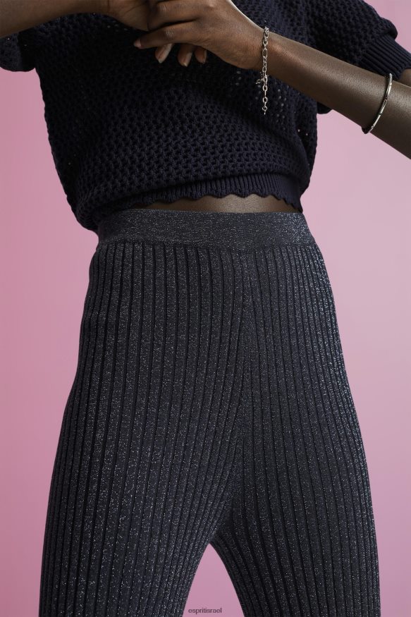 מכנסיים ומכנסיים il Esprit נשים מכנסיים סרוגים באפקט נצנצים חיל הים X088P4259