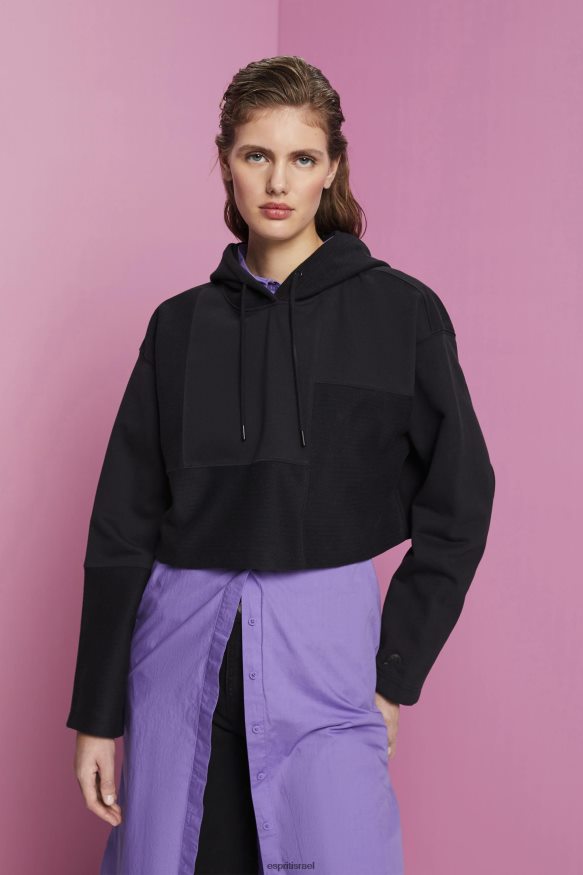 סווטשירטים וקפוצ'ונים il Esprit נשים קפוצ'ון טלאים קצוץ שָׁחוֹר X088P4288