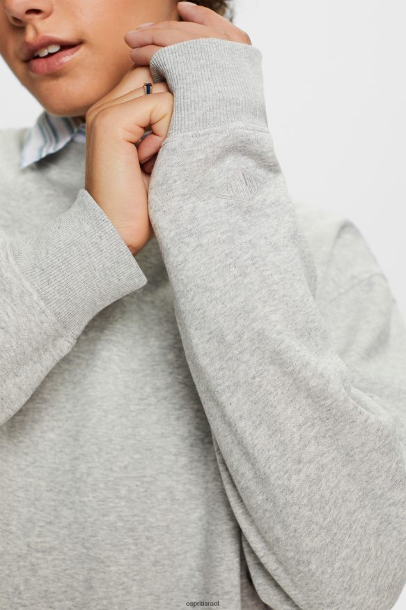 סווטשירטים וקפוצ'ונים il Esprit נשים סווטשירט סוודר בתערובת כותנה אפור בהיר X088P428