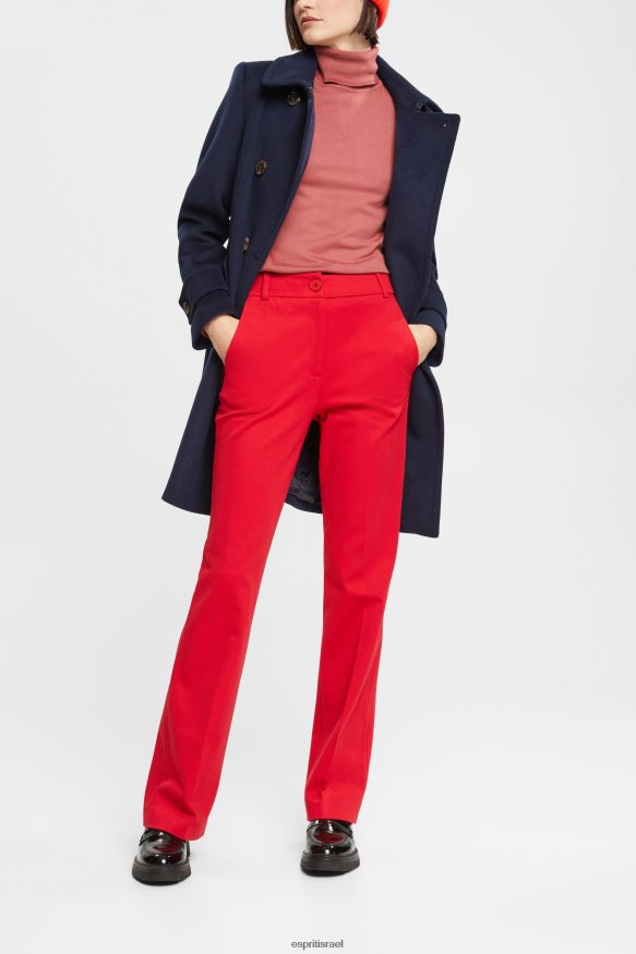 מכנסיים ומכנסיים il Esprit נשים מכנסיים נמתחים בגזרה גבוהה אדום כהה X088P4336