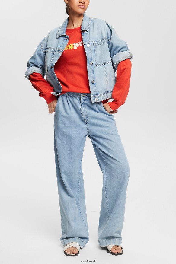 סווטשירטים וקפוצ'ונים il Esprit נשים סווטשירט מנופח בהדפס לוגו נינוח כתום אדום X088P4366