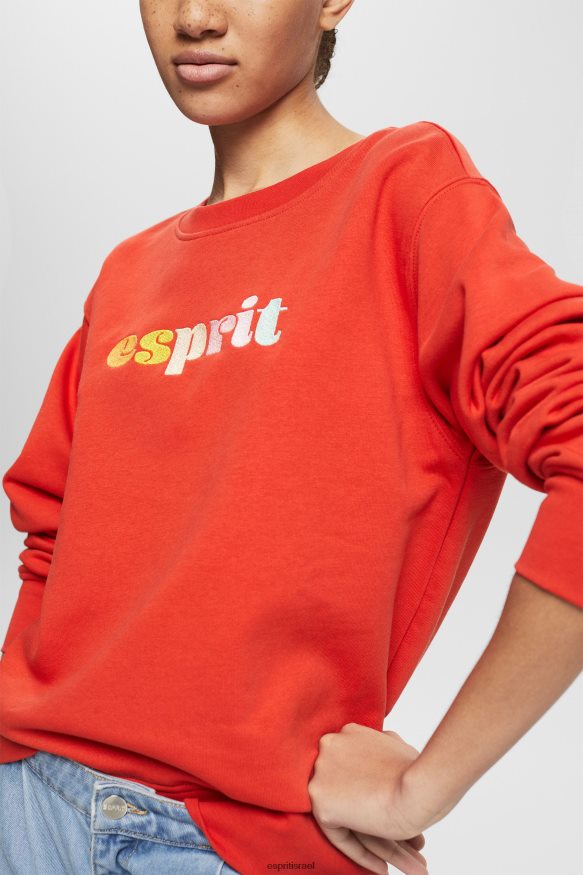 סווטשירטים וקפוצ'ונים il Esprit נשים סווטשירט מנופח בהדפס לוגו נינוח כתום אדום X088P4366