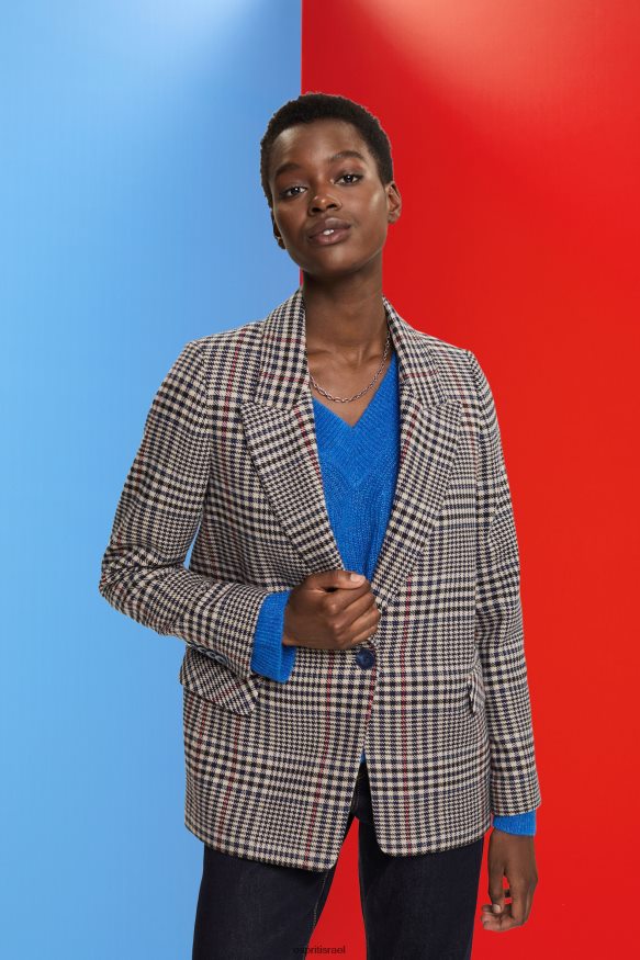 מעילים il Esprit נשים בלייזר משובץ בתערובת צמר קרם בז' X088P4447