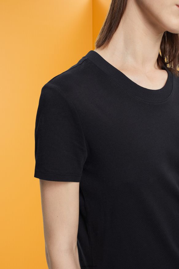 חולצות טריקו il Esprit נשים חולצת טריקו צווארון כותנה שָׁחוֹר X088P4454