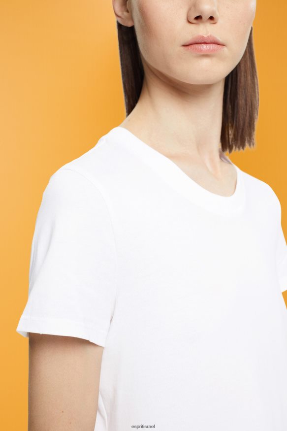 חולצות טריקו il Esprit נשים חולצת טריקו צווארון כותנה לבן X088P4456