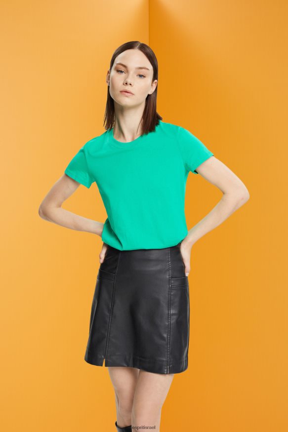 חולצות טריקו il Esprit נשים חולצת טריקו צווארון כותנה ירוק בהיר X088P4458