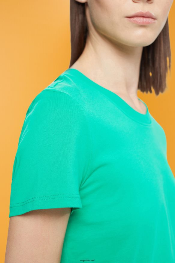 חולצות טריקו il Esprit נשים חולצת טריקו צווארון כותנה ירוק בהיר X088P4458