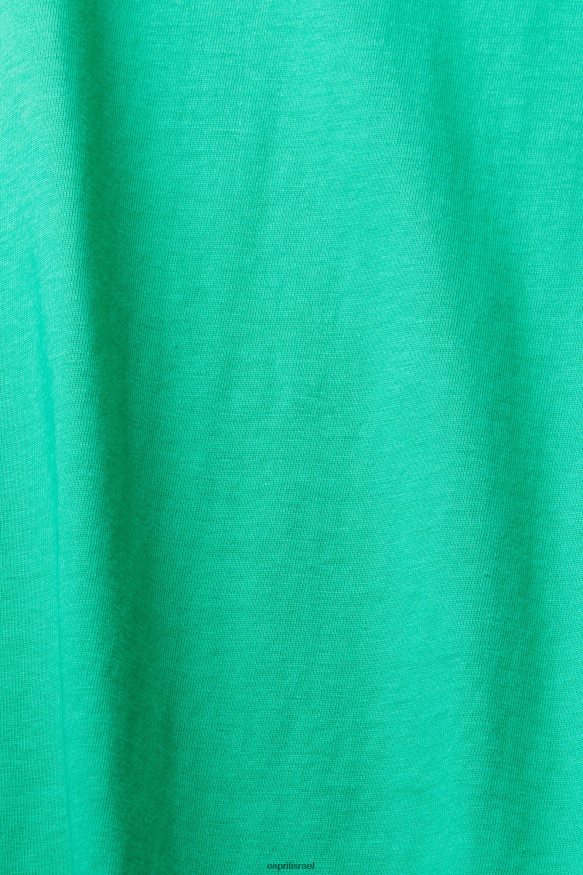 חולצות טריקו il Esprit נשים חולצת טריקו צווארון כותנה ירוק בהיר X088P4458