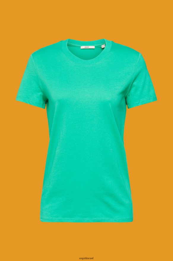 חולצות טריקו il Esprit נשים חולצת טריקו צווארון כותנה ירוק בהיר X088P4458