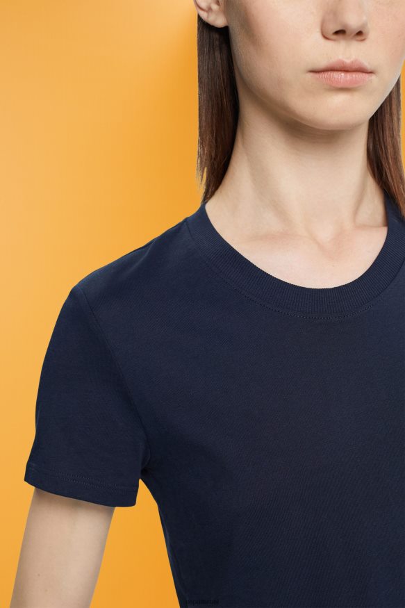 חולצות טריקו il Esprit נשים חולצת טריקו צווארון כותנה חיל הים X088P4459