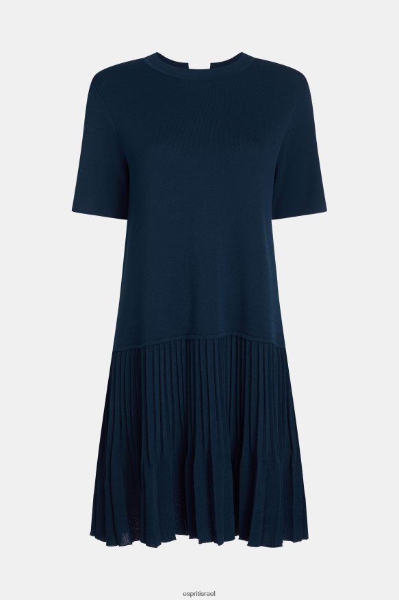 שמלות il Esprit נשים שמלת שולי שולי קפלים יפים חיל הים X088P4470
