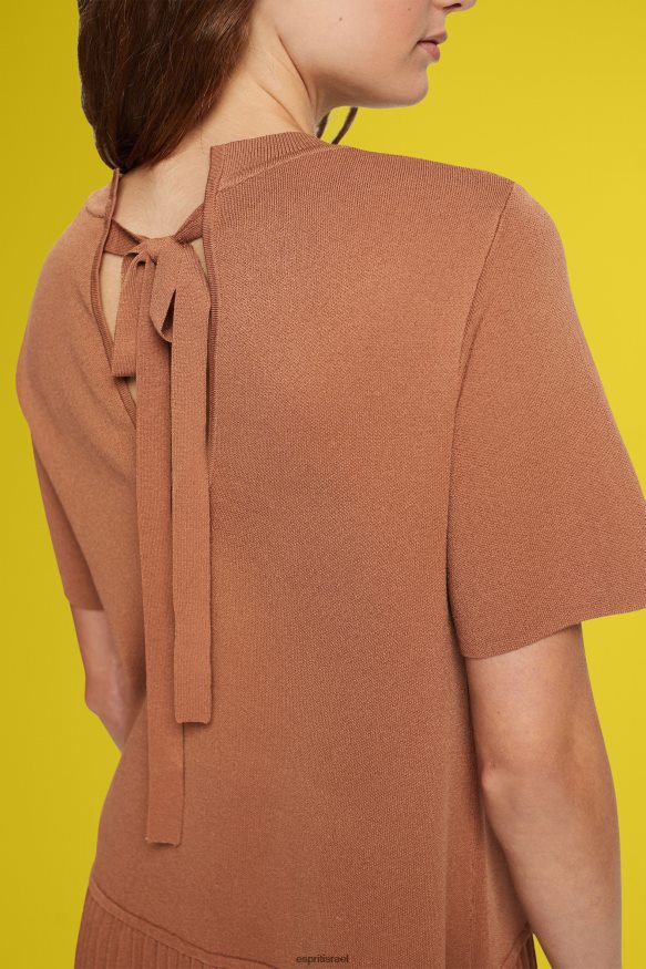 שמלות il Esprit נשים שמלת פפלום קפלים חום X088P4488