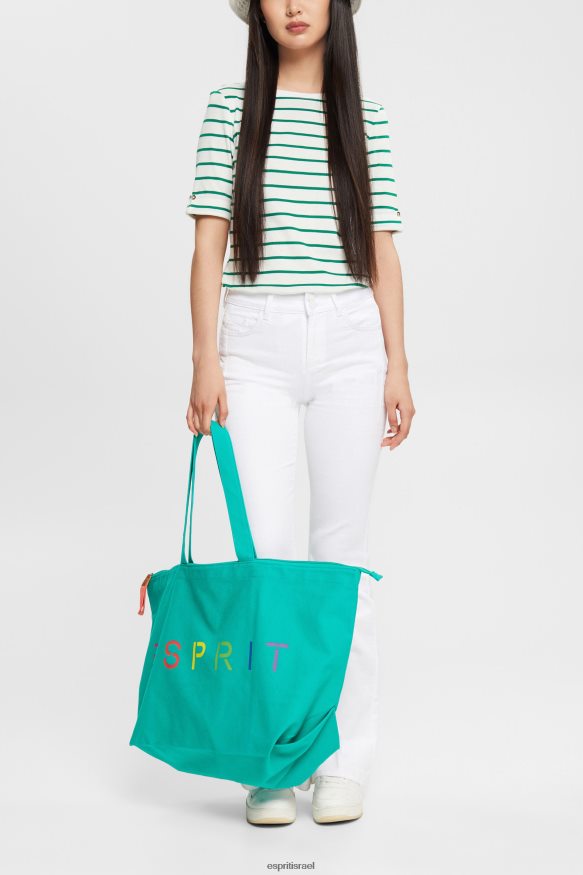 חולצות טריקו il Esprit נשים חולצת טריקו פס אופנה ירוק אזמרגד X088P4519