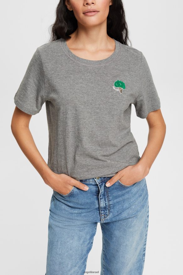 חולצות טריקו il Esprit נשים חולצת טריקו רקומה אפור בינוני X088P4528