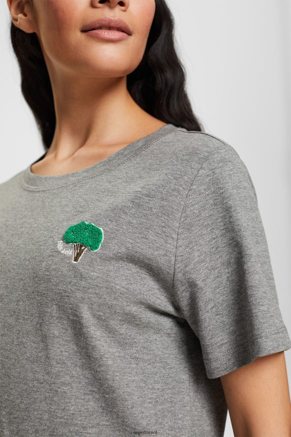 חולצות טריקו il Esprit נשים חולצת טריקו רקומה אפור בינוני X088P4528