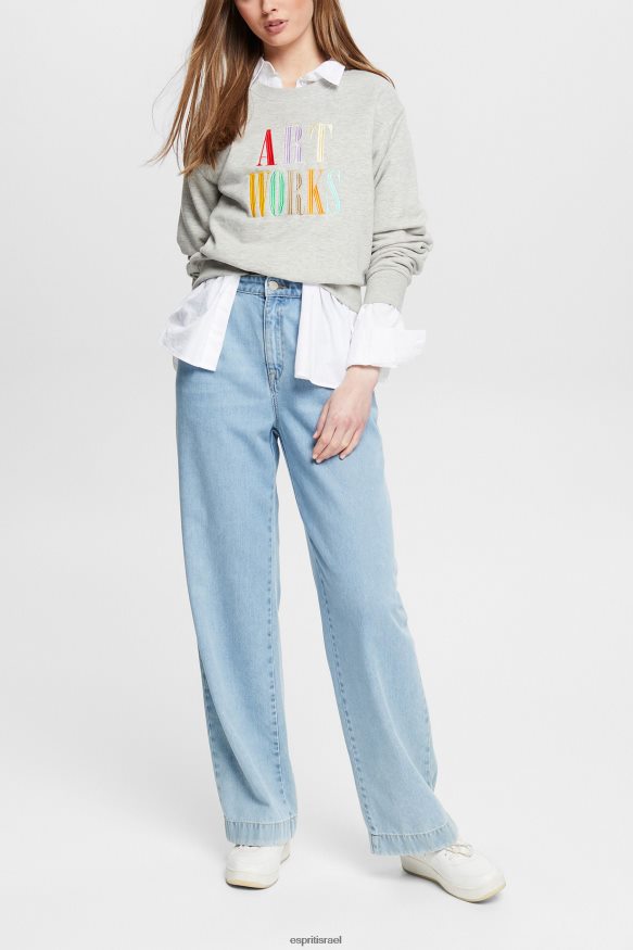 סווטשירטים וקפוצ'ונים il Esprit נשים סווטשירט קז'ואל סלוגן אפור בהיר X088P4540