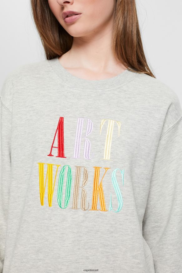 סווטשירטים וקפוצ'ונים il Esprit נשים סווטשירט קז'ואל סלוגן אפור בהיר X088P4540