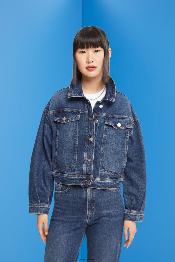 ז'קטים il Esprit נשים ז'קט ג'ינס קצוץ כביסה בינונית כחולה X088P4550