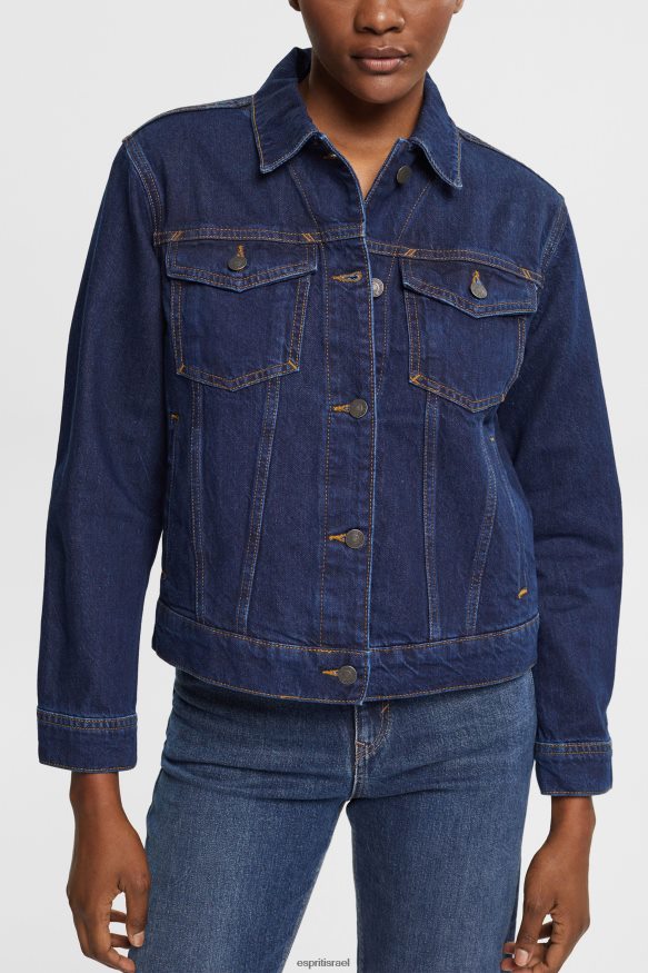 ז'קטים il Esprit נשים ז'קט ג'ינס כביסה כחולה כהה X088P4554