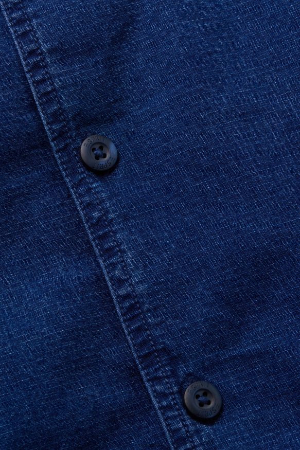 חולצות il Esprit גברים חולצת ג'ינס עם שרוולים קצרים כביסה כחולה כהה X088P4595