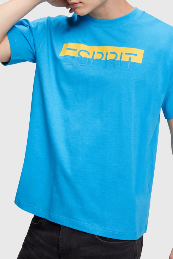 חולצות טריקו il Esprit גברים חולצת טריקו אפליקציית לוגו ברק מט טורקיז X088P4618