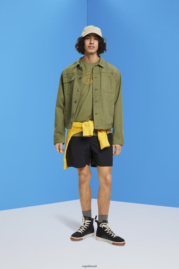 חולצות טריקו il Esprit גברים חולצת כותנה בהדפס לוגו זית X088P4626