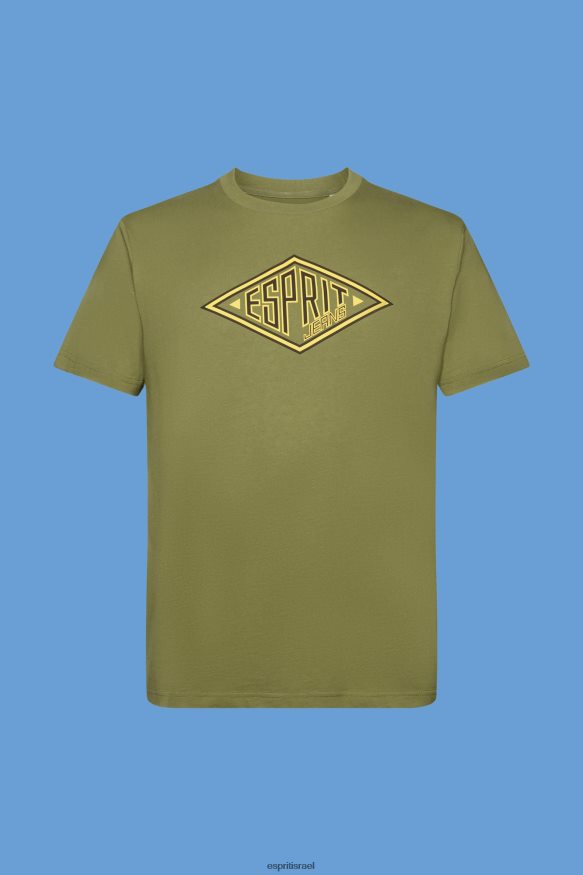 חולצות טריקו il Esprit גברים חולצת כותנה בהדפס לוגו זית X088P4626
