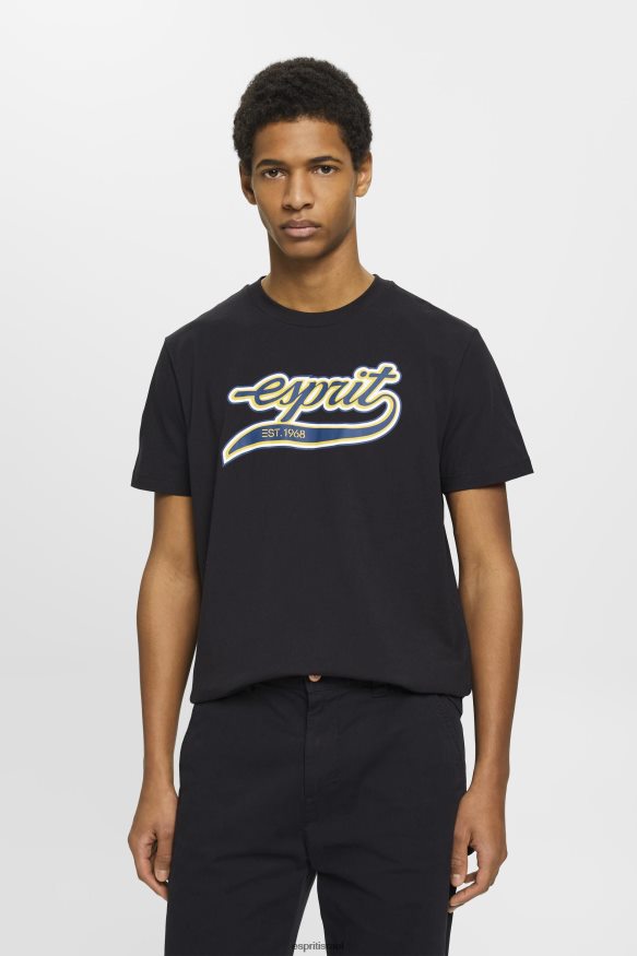 חולצות טריקו il Esprit גברים חולצת כותנה בהדפס לוגו רטרו שָׁחוֹר X088P4628