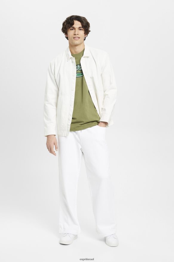 חולצות טריקו il Esprit גברים חולצת כותנה בהדפס לוגו רטרו זית X088P4631