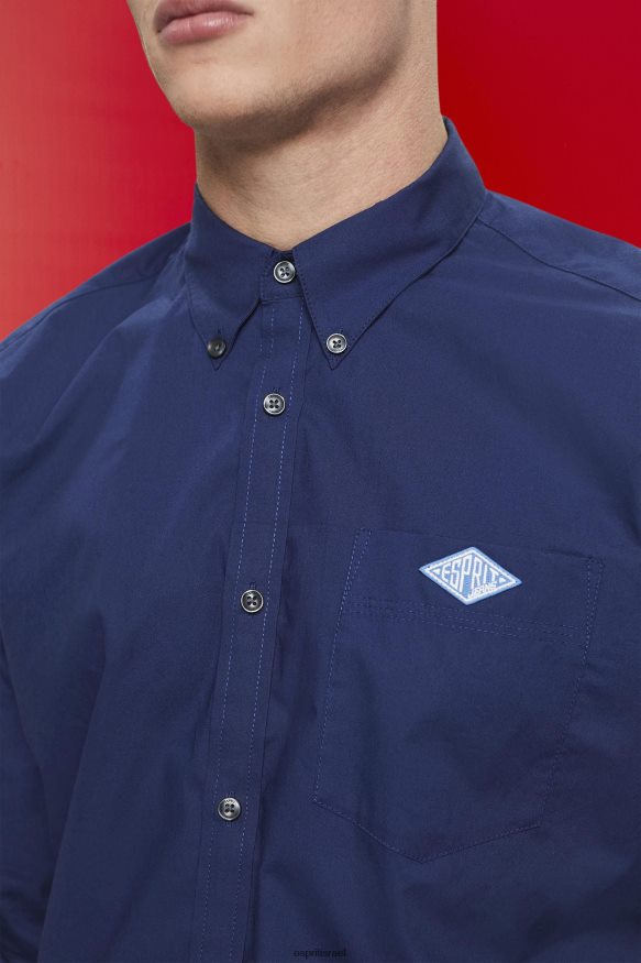 חולצות il Esprit גברים חולצת כותנה מכופתרת חיל הים X088P4660