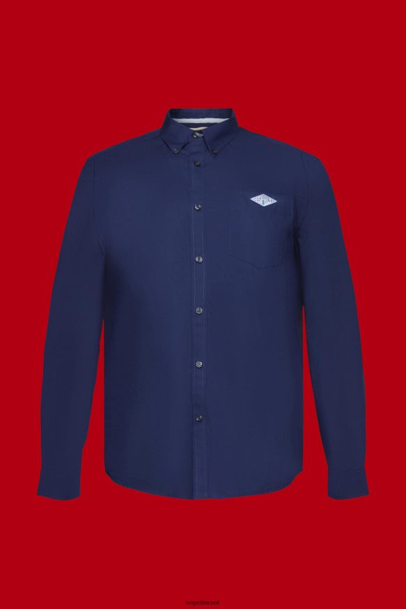 חולצות il Esprit גברים חולצת כותנה מכופתרת חיל הים X088P4660