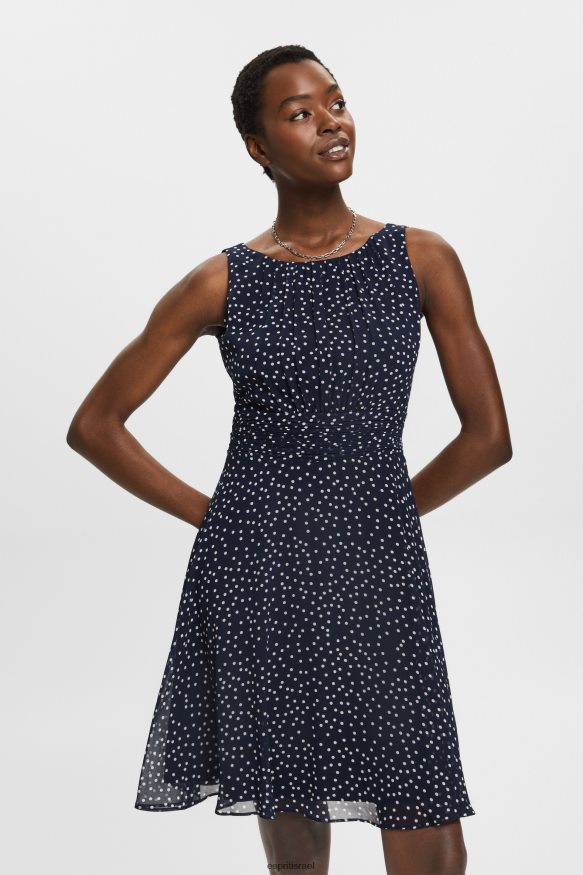 שמלות il Esprit נשים ממוחזר: שמלת שיפון עם מותניים אסוף חיל הים X088P467