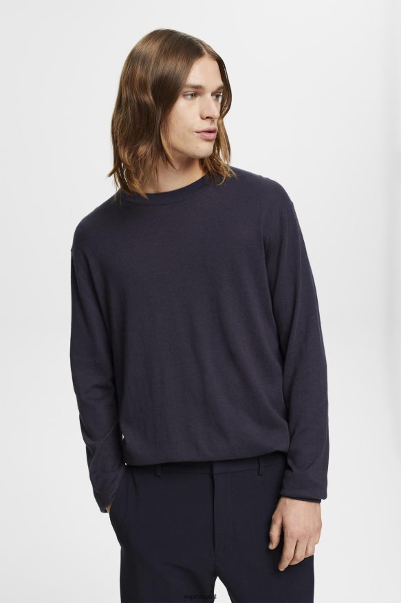 סוודרים il Esprit גברים מגשר סרוג משובח חיל הים X088P4684