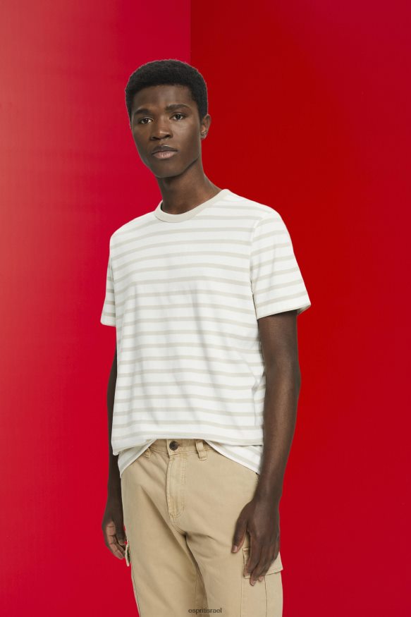 חולצות טריקו il Esprit גברים חולצת טריקו מכותנה בת קיימא עם פסים חום בהיר X088P4704