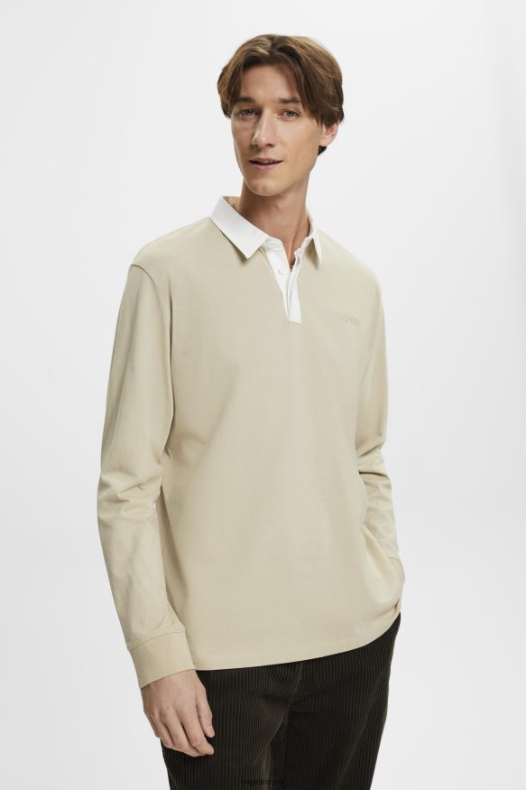 שרוול ארוך il Esprit גברים חולצת רוגבי עם לוגו רקום ירוק מאובק X088P4720