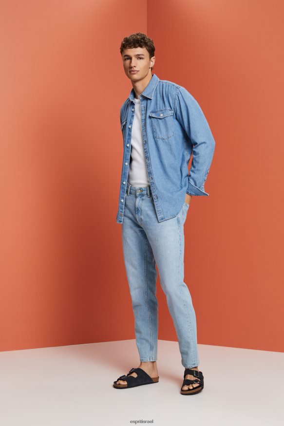 חולצות il Esprit גברים חולצת ג'ינס מכותנה כביסה באור כחול X088P4732