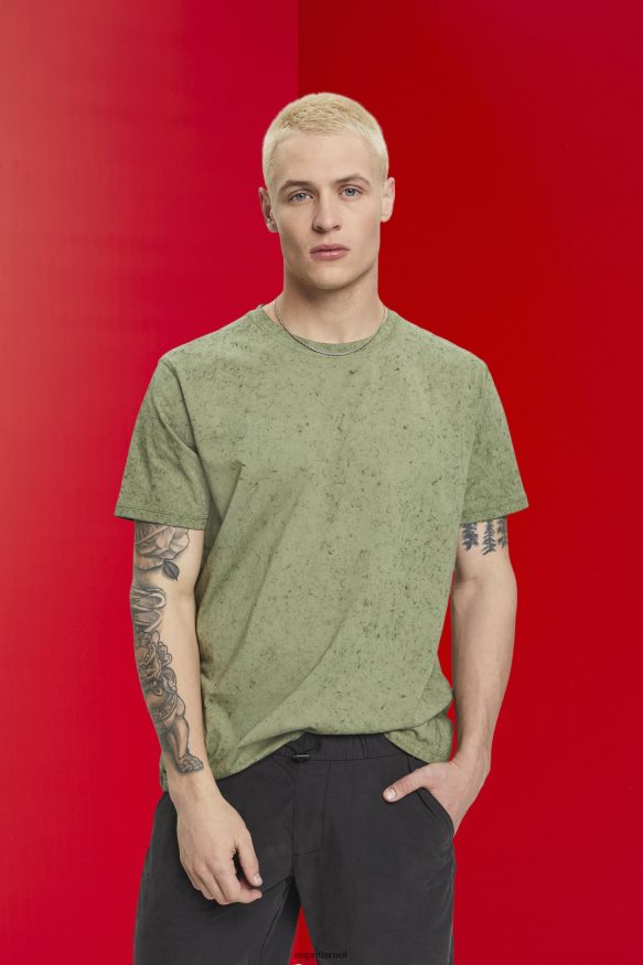 חולצות טריקו il Esprit גברים חולצת טריקו באפקט מכובס חאקי בהיר X088P4752