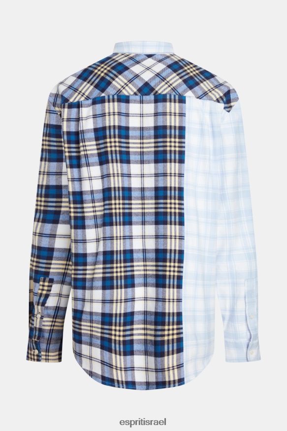 חולצות il Esprit גברים חולצת פלנל משבצת מעורבת כְּחוֹל X088P4789
