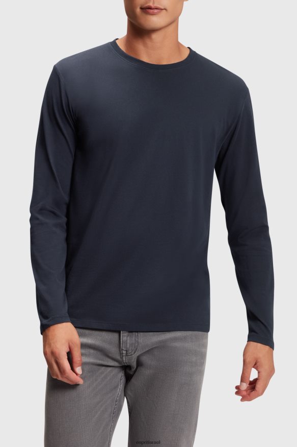 חולצות טריקו il Esprit גברים חולצת טריקו ג'רסי מוצק רגילה שָׁחוֹר X088P4858