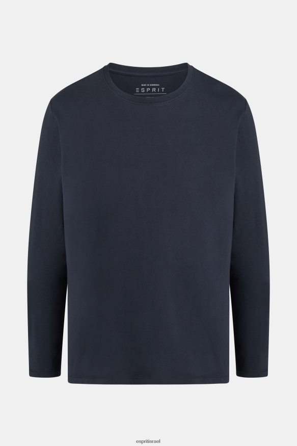 חולצות טריקו il Esprit גברים חולצת טריקו ג'רסי מוצק רגילה שָׁחוֹר X088P4858