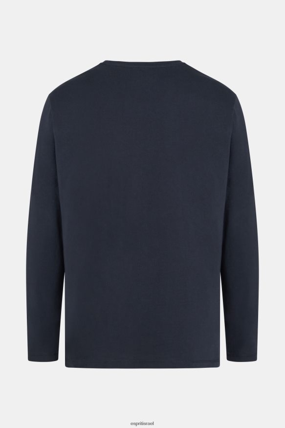 חולצות טריקו il Esprit גברים חולצת טריקו ג'רסי מוצק רגילה שָׁחוֹר X088P4858