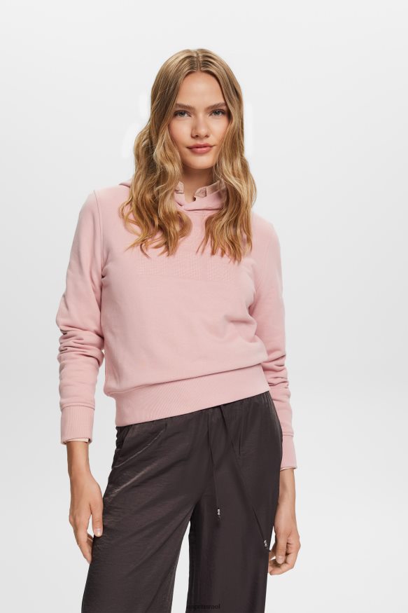 סווטשירטים וקפוצ'ונים il Esprit נשים קפוצ'ון לוגו רקום, כותנה אורגנית ורוד ישן X088P49